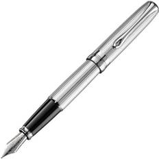 Chrome Fountain Pens Diplomat Excellence A2 Guilloche Chrome Fountain Pen