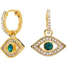 Jon Richard Evil Eye Earrings - Gold/Transparent/Green