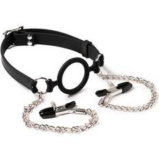 Rimba Bondage Play Mouthgag with O-ring & Nipple Clamps