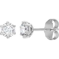 Solitaire Stud Earrings - Silver/Diamond