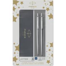 Plata Bolígrafos Parker Set Jotter Ballpoint Pen + Pencil Steel CT 2-pack