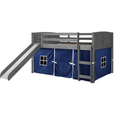 Donco kids Twin Louver Low Loft with Slide & Tent 43.4x91"