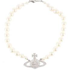 Vivienne Westwood Pearl Bas Relief Choker - Silver/Pearls/Transparent