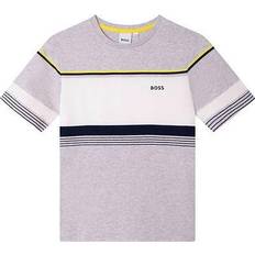 HUGO BOSS Boy's Stripe Logo T-shirt - White/Grey