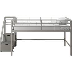 DHP Junior Twin Metal Loft Bed with Storage Steps 41.5x92.5"