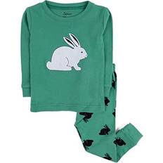 Girls - Green Pajamases Leveret Kid's Rabbit 2pc Pajama Set