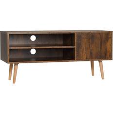 Homcom Cupboard Shelves Brown TV Bench 110x50cm