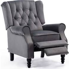 Velvet Armchairs Luxury Life ALTHROP Wing Back Recliner Armchair
