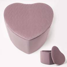 Homescapes Pink Arundel Heart-Shaped Velvet Foot Stool