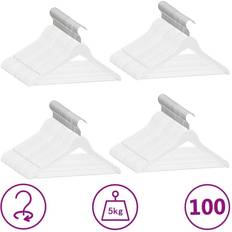 vidaXL Cintres Antidérapants 100 pcs Blanc 360 Degrés Cintre