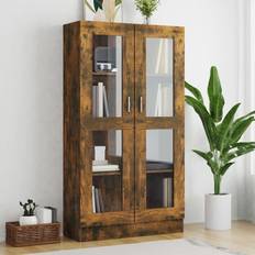 vidaXL smoked oak, 82.5 Vitrine Book Storage Cabinet