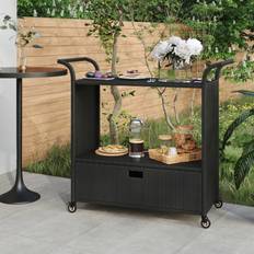 VidaXL Carrelli Tavolo vidaXL Da Bar Con Cassetto Nero 100 x 45 x 97 cm Polyrattan Carrello Tavolo 45x45cm