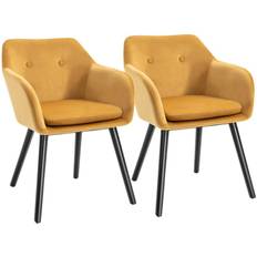 Metal Chairs Homcom Modern Yellow Kitchen Chair 74cm 2pcs