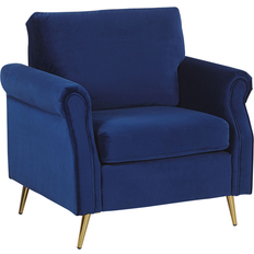 Gold Armchairs Beliani Velvet Fabric Cobalt Retro Glam Armchair