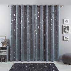 Grey Curtains & Accessories Silver Grey Moon Stars, Galaxy