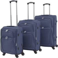 Uni Ensembles de valises vidaXL Jeu de Valises Souples 3 pcs Bleu Marine Ensemble Coffres Bagage Voyage