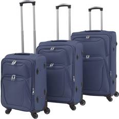Polyester Resväskeset vidaXL Soft Case Trolley 3 delar - Navy Blue
