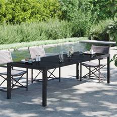 Rattan Sintetico Tavoli da Pranzo da Esterno vidaXL Tavolo Giardino Nero 250x100x75 cm Vetro Temperato e Polyrattan