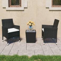 Rattan Cafésæt vidaXL 3 Piece Garden Tempered Cafésæt, 1 borde inkl. 2 stole