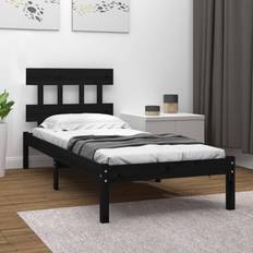 vidaXL black, 100 Solid Wood Bed Frame