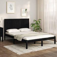 vidaXL Estructura De Cama De Madera Maciza De Pino Negra 140x200 cm