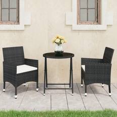 Cafesæt sort møbler vidaXL 3 Piece Garden Tempered Cafésæt