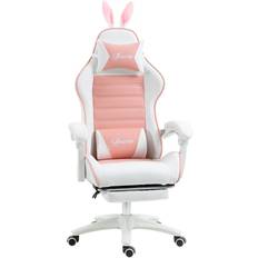 Vinsetto Racing Gaming Chair with Footrest Removable Rabbit Ears, Pink