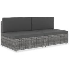 vidaXL Tweezitsbank Sectioneel Poly Rattan Grijs