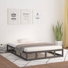 vidaXL grey, 120 Solid Wood Bed Frame