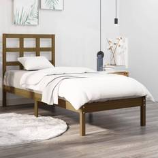 Senge & Madrasser vidaXL 100x200 massivt træ gyldenbrun Sengeramme