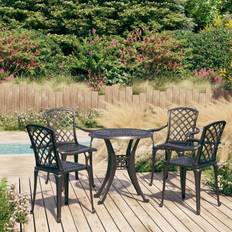 vidaXL Bistro 5 pcs Salon de Jardin Mobilier de Terrasse Meubles de Balcon Table et Chaises de Patio Extérieur Aluminium Coulé Noir Ensemble de Bistrot