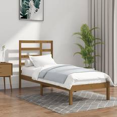 Senge & Madrasser vidaXL 100x200 massivt træ gyldenbrun Sengeramme