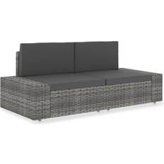 vidaXL Tweezitsbank Sectioneel Poly Rattan Grijs