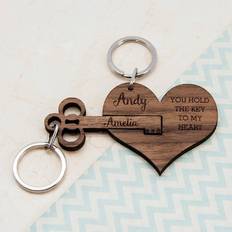 Treat Republic Personalised You Hold The Key To My Heart Keyring Set Of Two, One Colour, Women