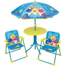 Ensembles de meubles Fun House Baby Shark Salon de Jardin H.46xø46 cm 2 Chaises H.53xl.38.5xP.37.5 cm et 1 Parasol H.125 x ø100 cm