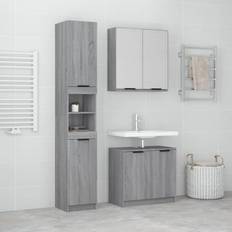 vidaXL Mobili Da Bagno 3 pz Grigio Sonoma In Legno Multistrato