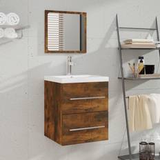 Muebles de Baño vidaXL Armario De Baño Con Espejo Color Roble Ahumado 41x38.5x48 cm