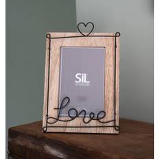Geko Wooden with Black Wire Love Script 5x7" Photo Frame