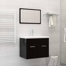 Muebles de Baño vidaXL Juego De Baño 2 Piezas Madera De Ingeniería Negro Brillo