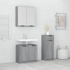 vidaXL Mobili Da Bagno 3 pz Grigio Sonoma In Legno Multistrato