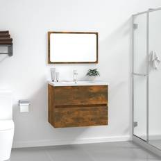 Muebles de Baño vidaXL Set De Muebles Baño 2 Pzas Madera Contrachapada Roble Ahumado