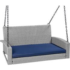 Blue Canopy Porch Swings Best Choice Products Woven Wicker Porch Swing