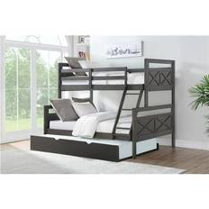 Kid's Room Donco kids PD-0518TFRG-503BK Twin Over Full Barn Panel Bunk Bed Twin Trundle Low