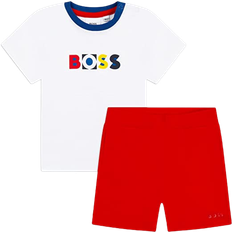 HUGO BOSS Kidswear Set Van Shorts En Shirt Met Logoprint - Rood