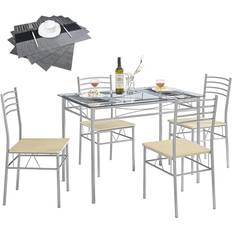 Glass - Silver Dining Sets Vecelo Space Saving Dining Set 27.5x43.3" 5