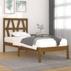Senge & Madrasser vidaXL 100x200 massivt fyrretræ gyldenbrun Sengeramme