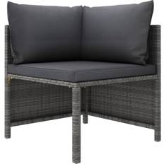 Rotin Synthétique Canapés et Bancs d'Extérieur vidaXL Sectional Corner Sofa with Cushions Gray Poly Rattan Canapé Modulaire