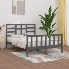 vidaXL Giroletto Grigio In Legno Massello 150x200 cm King Size