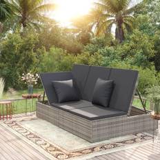 Grigio Lettini solari vidaXL Lettino Reclinabile Con Cuscini In Polyrattan Grigio Scuro