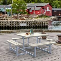 Gråa - Rektangulär Bänkbord Plus Picknickbord Picnic trä/stål